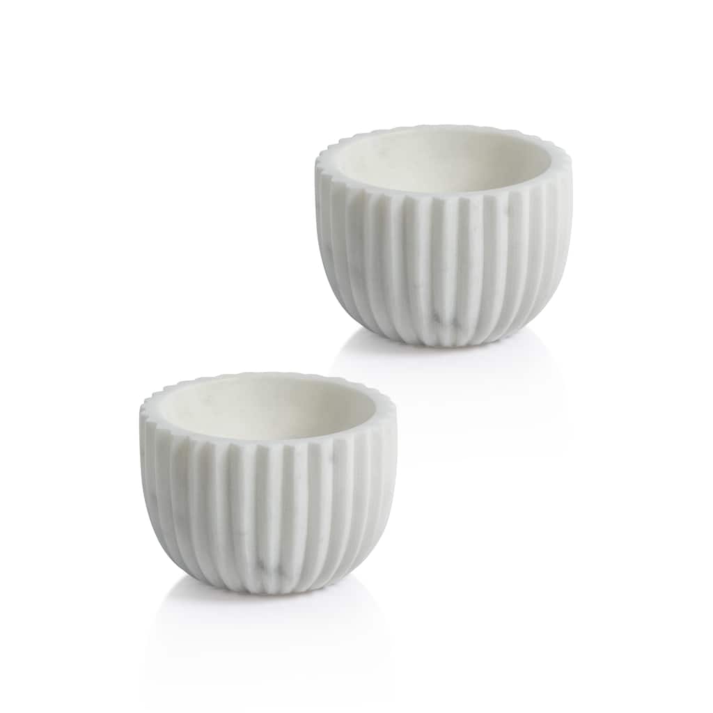 Mulhouse Ribbed Marble Bowls, Set of 2