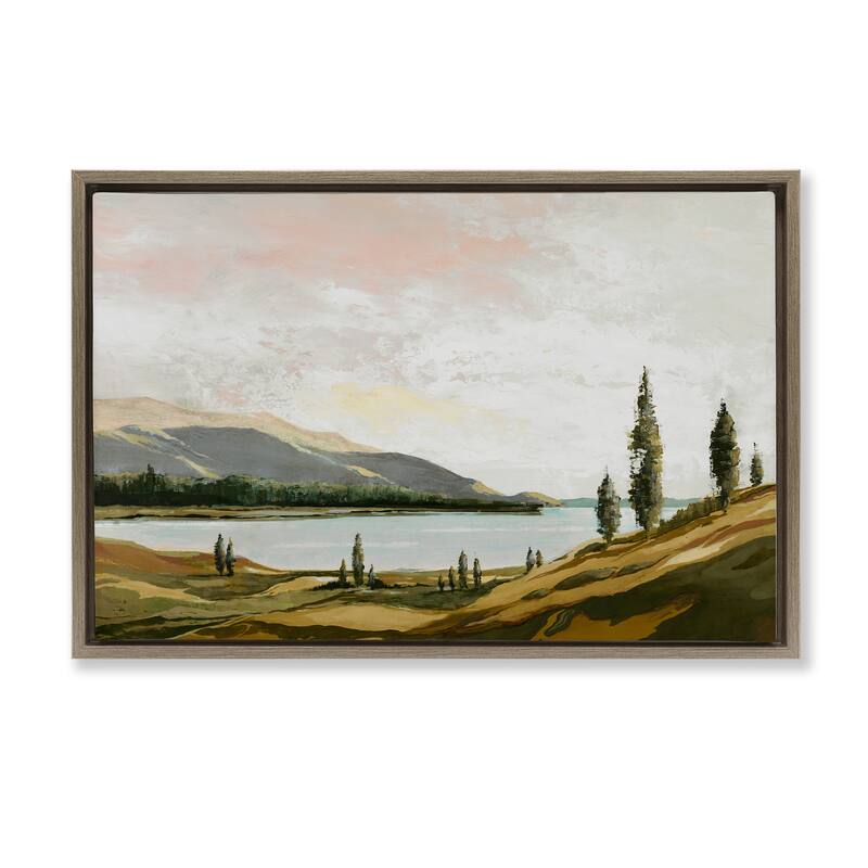 Stupell Calm Scenic Landscape Framed Floater Canvas Wall Art Design By Max Maxx - 25 x 17 - Brown