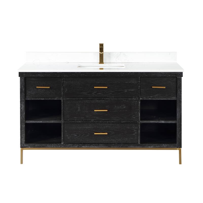 Altair Kesia Bathroom Vanity with White Composite Stone Top without Mirror