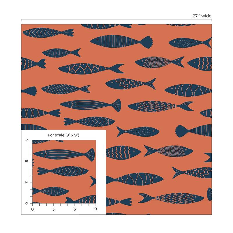 Seabrook Designs Bay Fish Unpasted Wallpaper