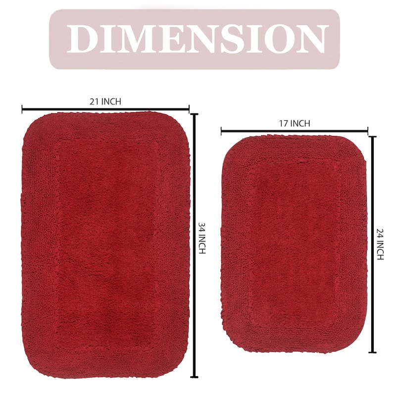 Radiant Collection Absorbent Cotton 2 Piece Set Machine Washable Bath Rug