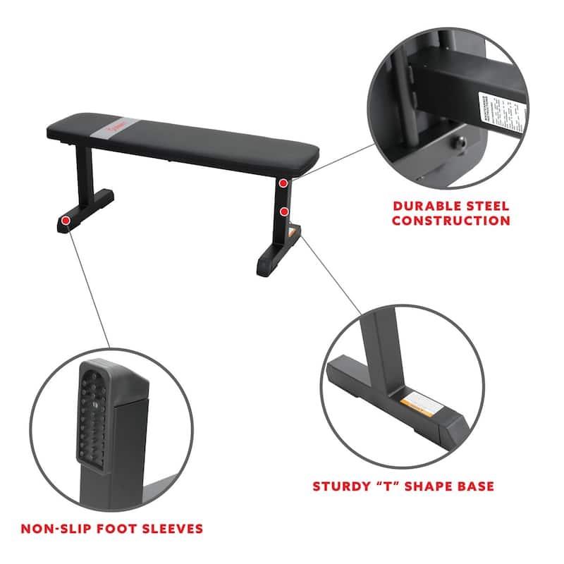 Sunny Health Fitness Flat Weight Bench