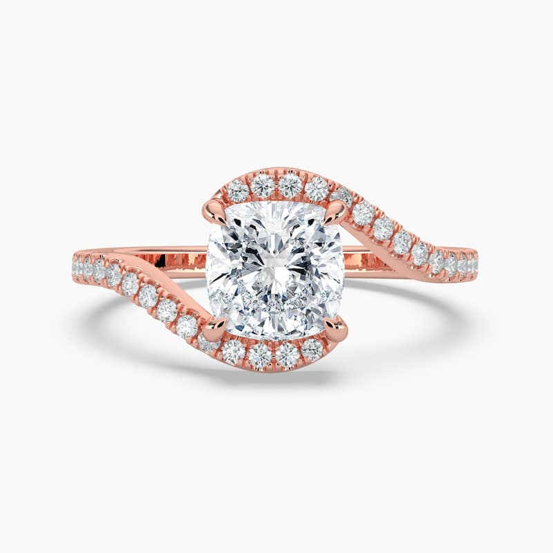 Auriya 14k Gold Cushion Lab Grown Diamond Bypass Engagement Ring 1.00 to 5.00 ct. tw. (F-G, VS) - 5.00 carats - Rose - 6