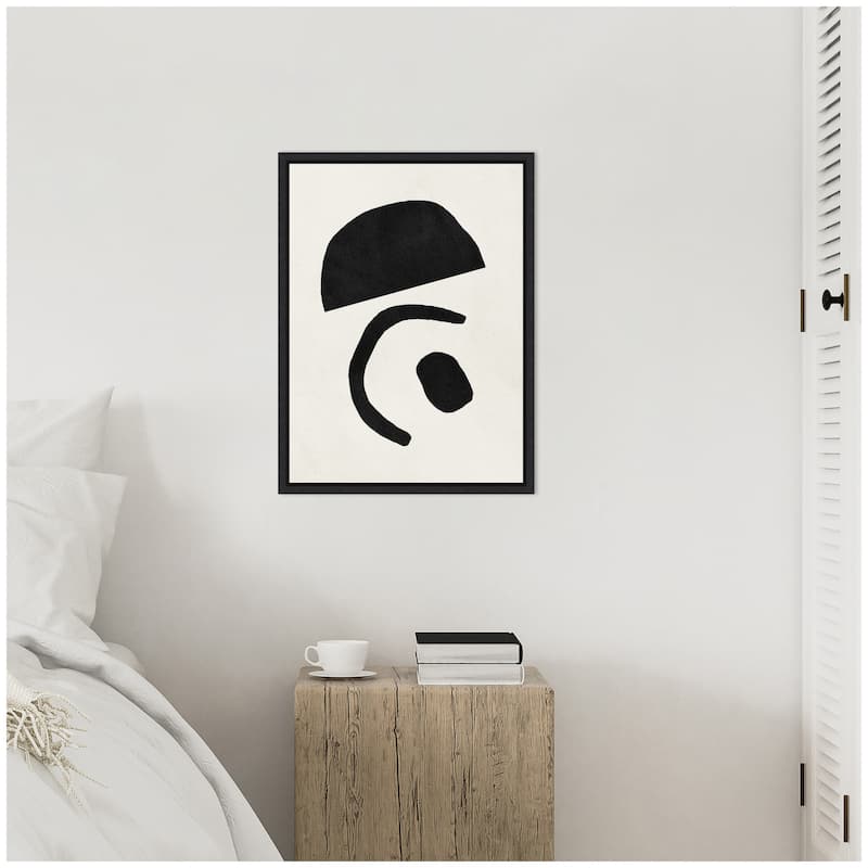 Kate and Laurel Sylvie Black Geometric Abstract 3 Framed Canvas by July Art Prints