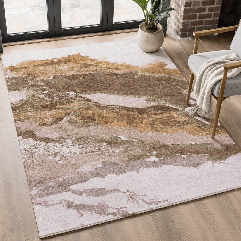Premium Washable Super Soft Abstract Ranier Mayfield Rug - Brown - 9' x 12'