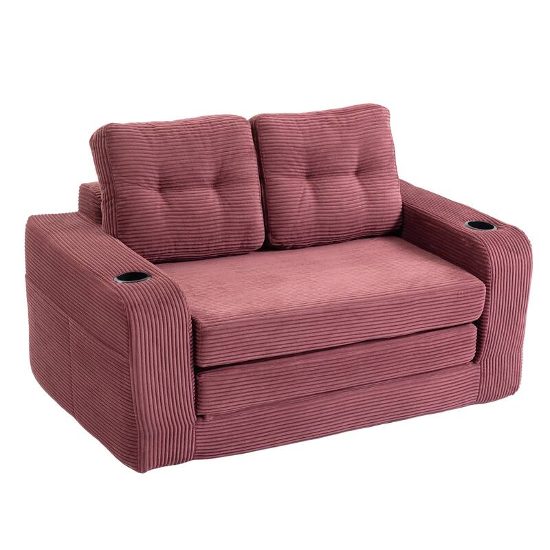Convertible Sofa Bed, Expandable double Sofa Bed, 2 in 1 Convertible Sofa Bed, Fold Out Floor Couch with Pillows