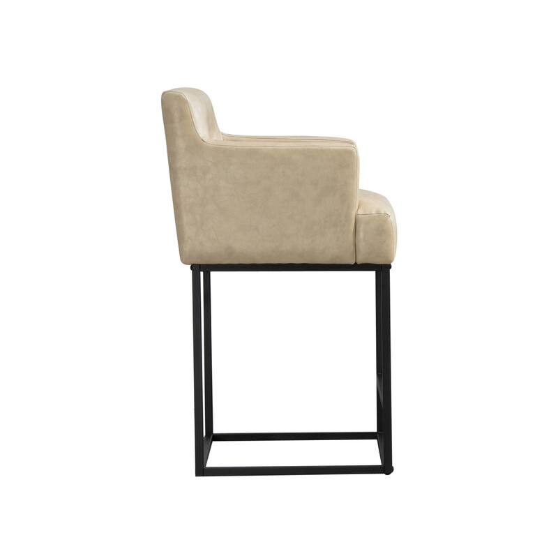 House Hold Counter Height Bar Stools Set of 2,Modern Square PU Bar Stool