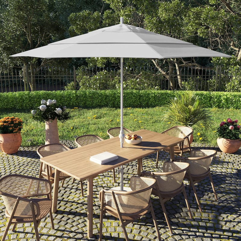 California Umbrella 11' Sun Master Patio Umbrella White Aluminum Pole Fiberglass Ribs Crank Lift Tilt Pacifica - Natural