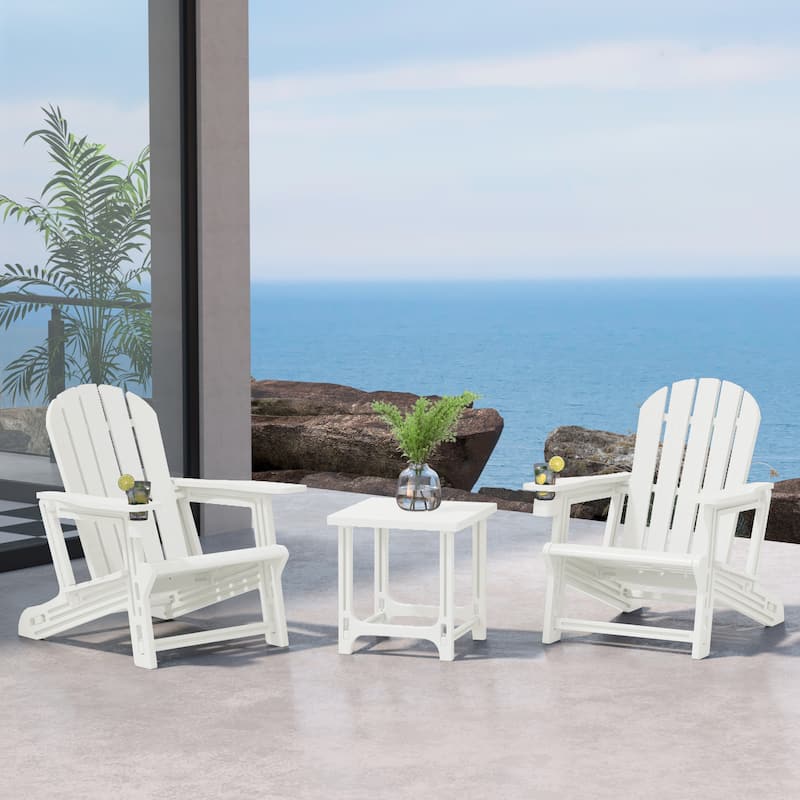 Coastline Outdoor Poly 3-Piece Set Adirondack Chair with Side Table