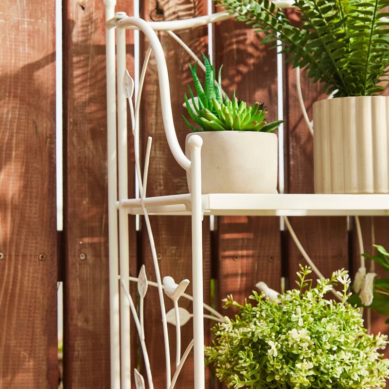 Glitzhome Multifunctional 3 or 4-Tiers Metal Plant Shelving Planter Stands Flower Pot Shelf One-step Fordable Design