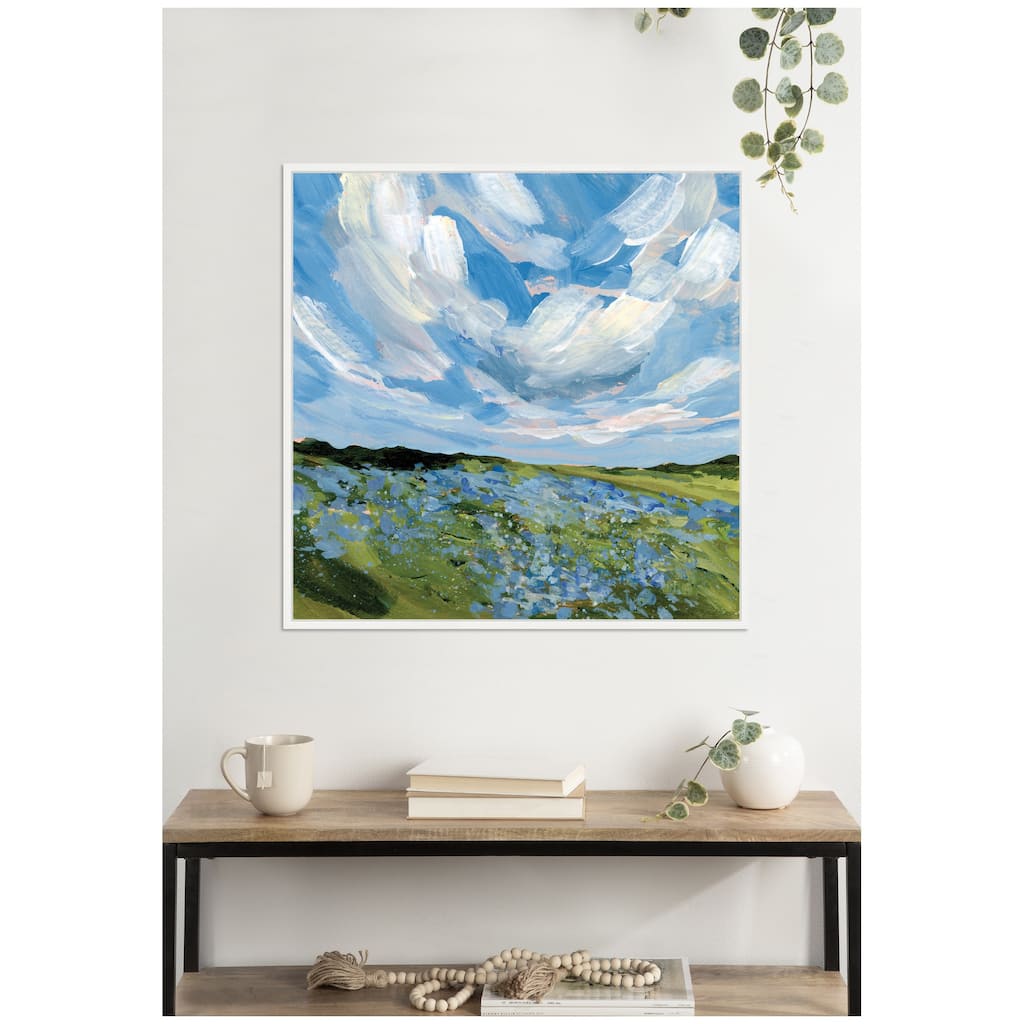 Kate and Laurel Texas Bluebonnets by Emily Kenney Framed Canvas Wall Art Print