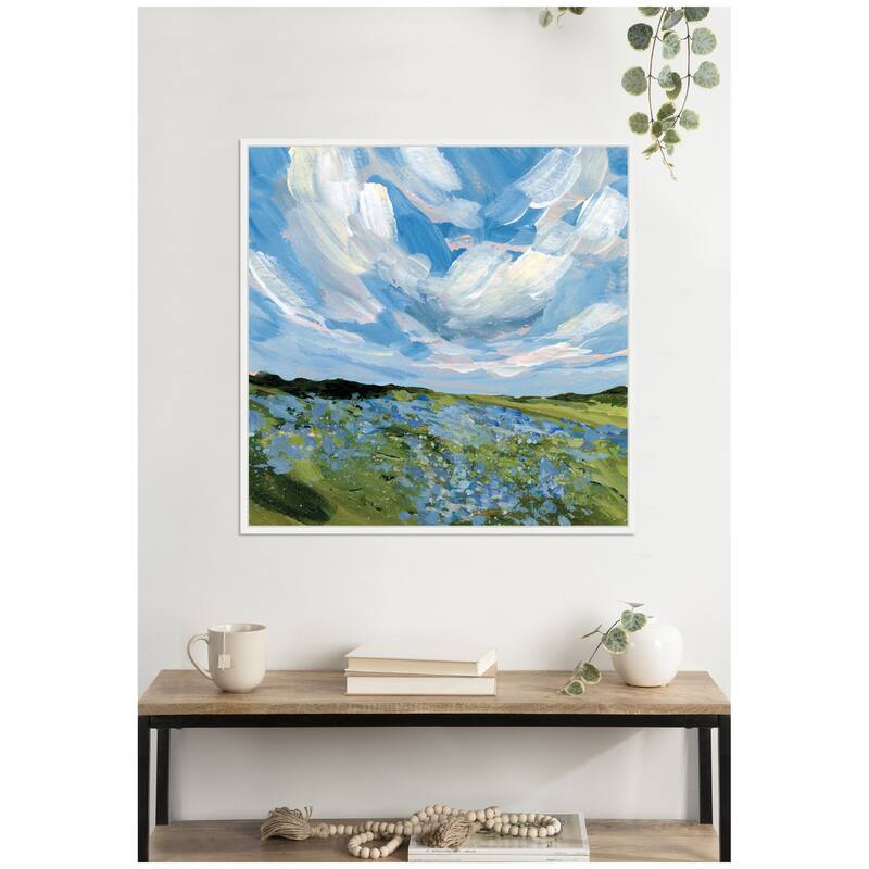 Kate and Laurel Texas Bluebonnets by Emily Kenney Framed Canvas Wall Art Print