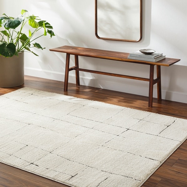 slide 2 of 18, Livabliss Freud Modern Irregular Grid Area Rug 7' 10" x 10' - Cream/Black