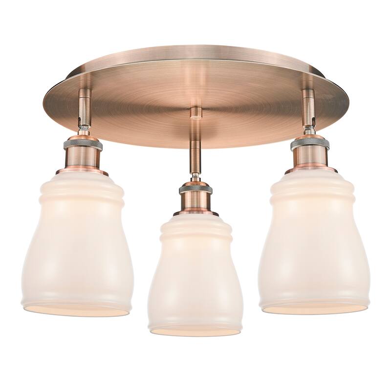 Innovations Lighting Ellery - 3 Light 17" Flush Mount - Antique Copper/White