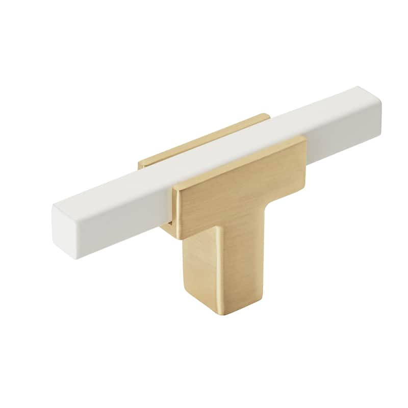 Urbanite 2-5/8 in (67 mm) Length Brushed Gold/White Cabinet Knob - 2.625