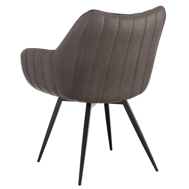Modern Faux Leather & Metal Swivel Dining & Accent Chair
