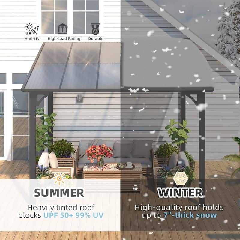 AECOJOY Large Wall-Mounted Heavy Duty Gazebo Hard Top Lean to Pergola with Roof