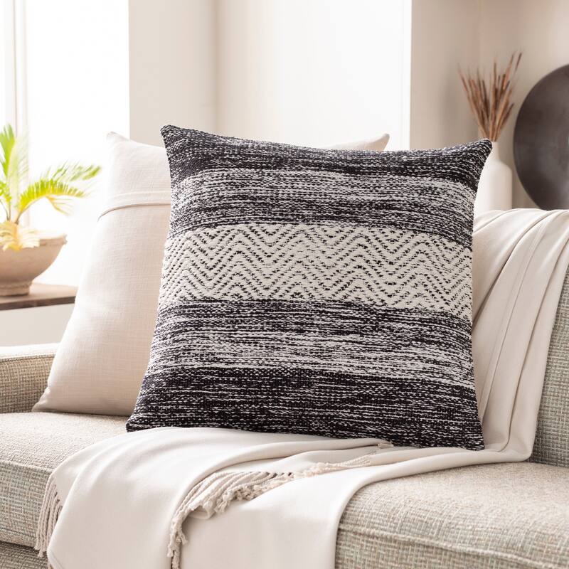 Livabliss Aldys Hand Woven Cozy Heathered Throw Pillow - 20"H x 20"W - Polyester - Black