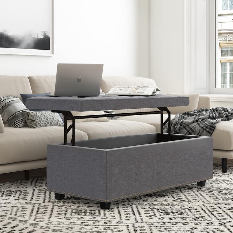 WYNDENHALL Springfield 44 inch Wide Traditional Rectangle Storage Ottoman - Slate Grey