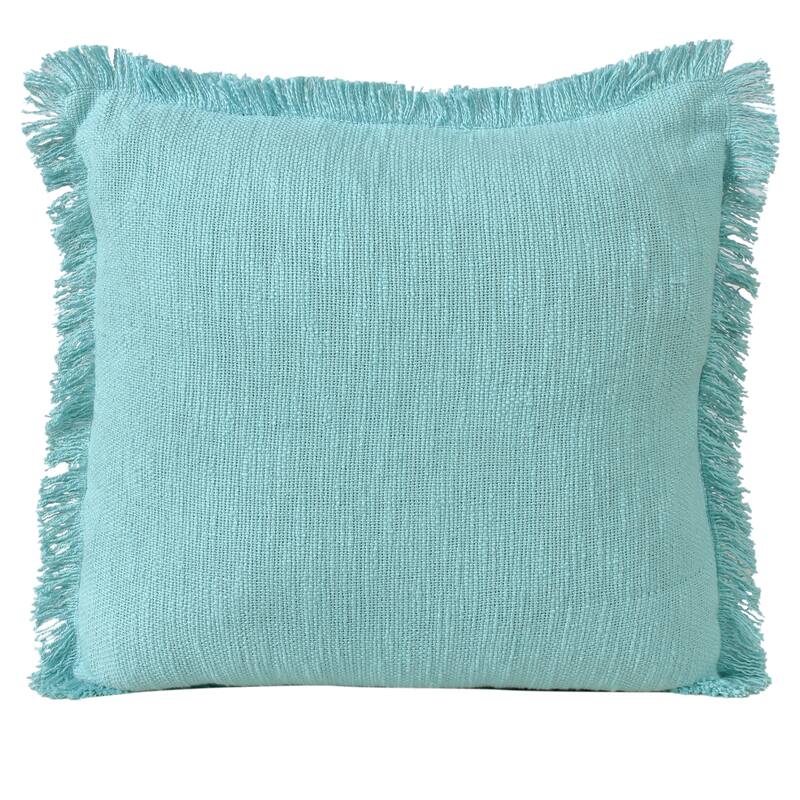 Sevita Solid Cotton Fringe Throw Pillow