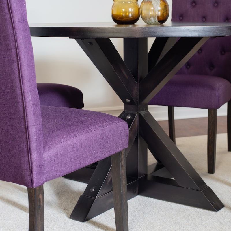 Roundhill Furniture Nylander 5-piece Dining Set, Cross-Buck Dining Table with 4 Stylish Chairs