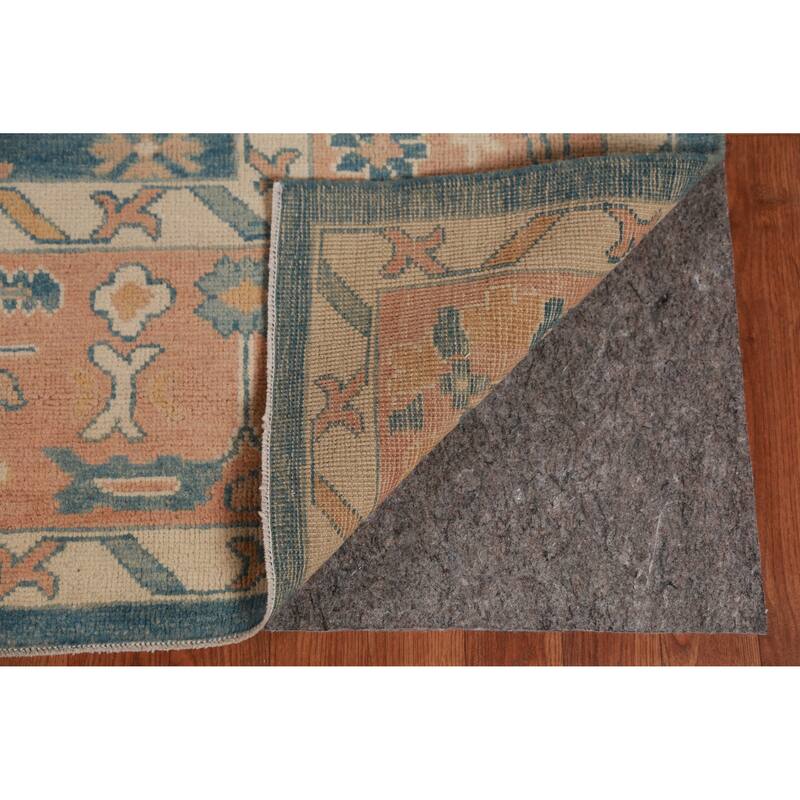 Hand Knotted Oriental 100% Wool Carpet Transitional All-Over Navy Blue & Blues Oushak Area Rug - 13' 10'' X 10' 1''