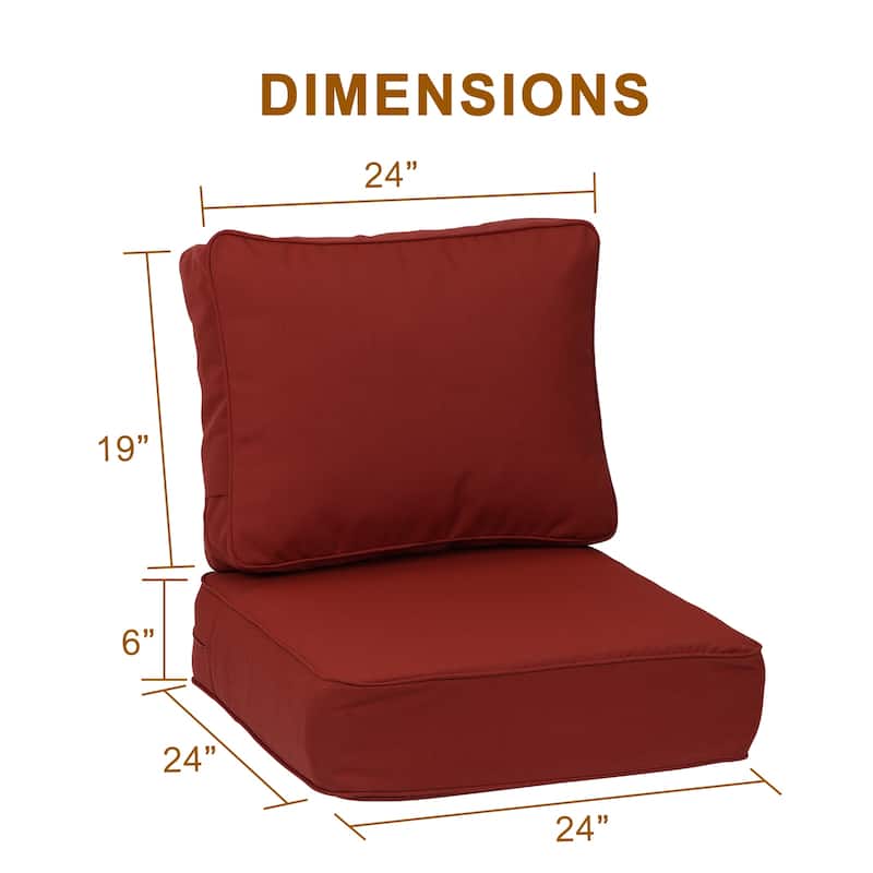 Aoodor 24x24x6 Inch Outdoor Patio Chair Cushions Set, Weather-Resistant Sunbrella Fabric Outdoor Cushion - 24"x24"