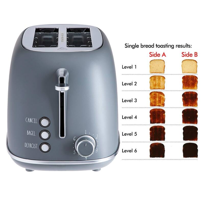 Rae Dunn Retro Rounded Bread Toaster, 2 Slice Stainless Steel