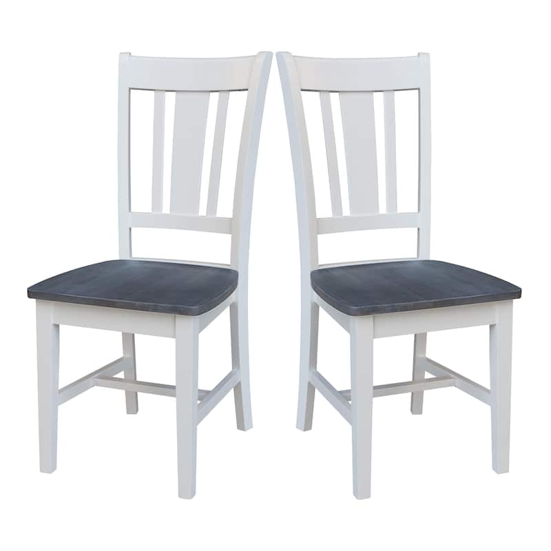 International Concepts Solid Wood San Remo Splatback Chairs - Set of 2 - White/Heather Gray