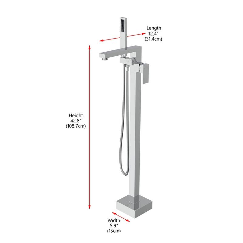 Indigo Home Floor Mounted Roman Tub Faucet with Handshower - Chrome