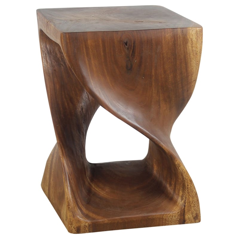 Haussmann® Wood Twist End Table 15 x 15 x 20 inch High Walnut Oil - 15" x 15" x 20"