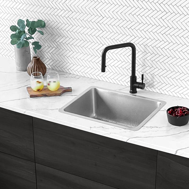 Dual Mount 19" Stainless Steel Single-Bowl Kitchen Sink S-408T - 20 1/2" x 18" x 9"