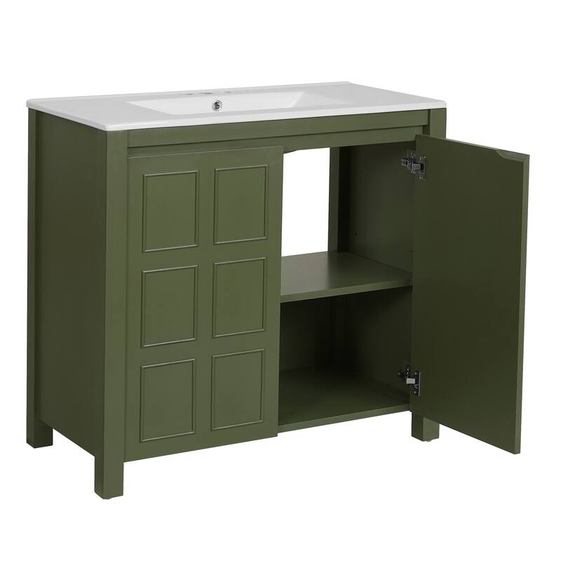 36 Inch Bathroom Vanity Bathroom Storage Cabinet with Ceramic Basin