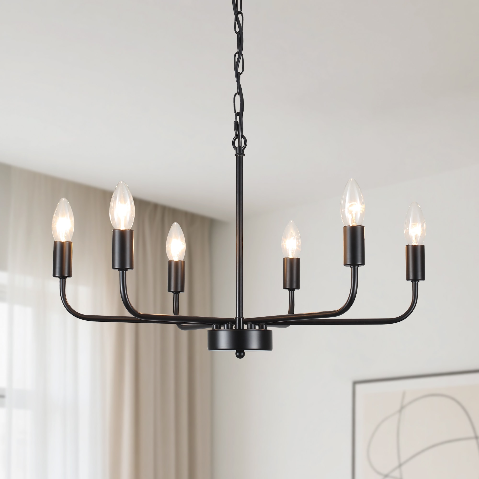 6-Light Rustic Industrial Modern Ceiling Pendant Light, Adjustable Hanging Lamp Fixtures for Dining Room Kitchen Bedroom