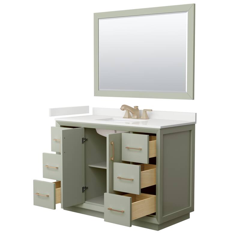 Strada 48-inch Single Vanity, Quartz Top, 46-inch Mirror