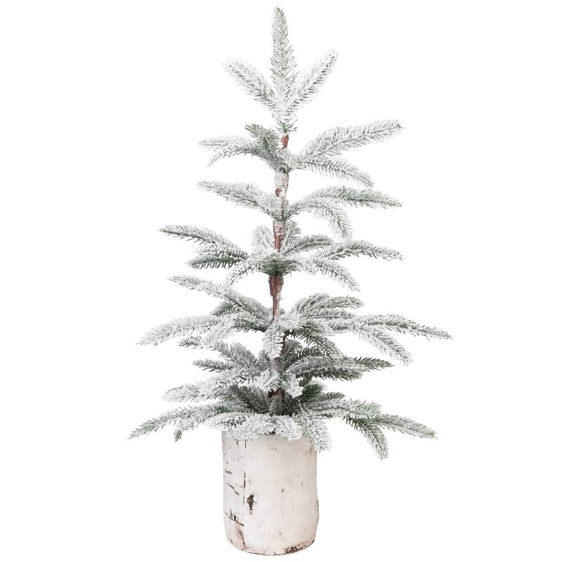 Heavily Flocked Potted Artificial Christmas Sprucetree - 24" - Unlit