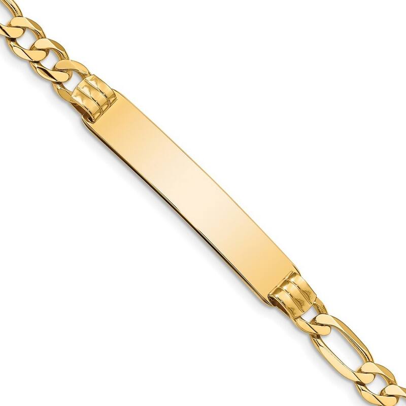 Curata 7.5mm 10k Yellow Gold Engravable Figaro Link ID Bracelet