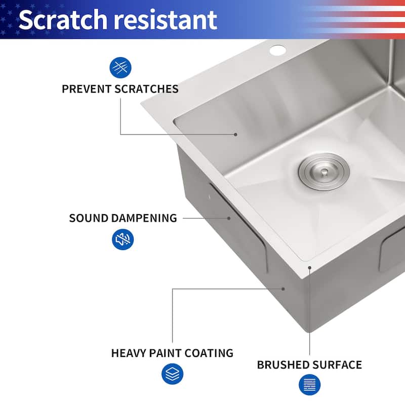 Drop-in Single Bowl Stainless Steel Kitchen Sink