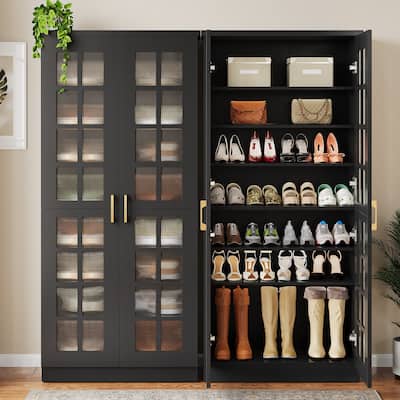 9-Tier Modern Shoe Storage Cabinet with Doors and Adjustable Shelves