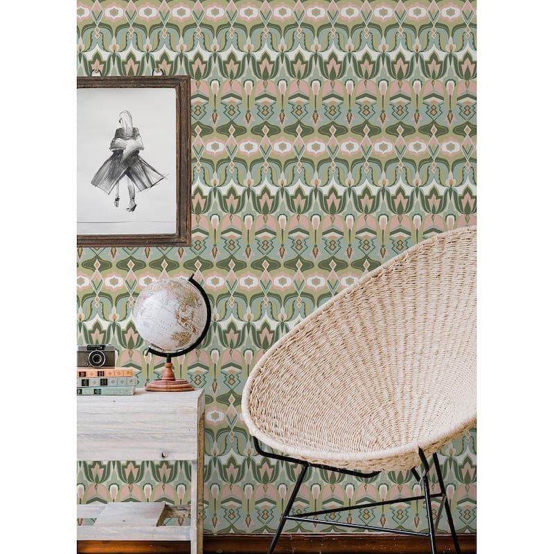 NuWallpaper Akira Green Peel and Stick Wallpaper