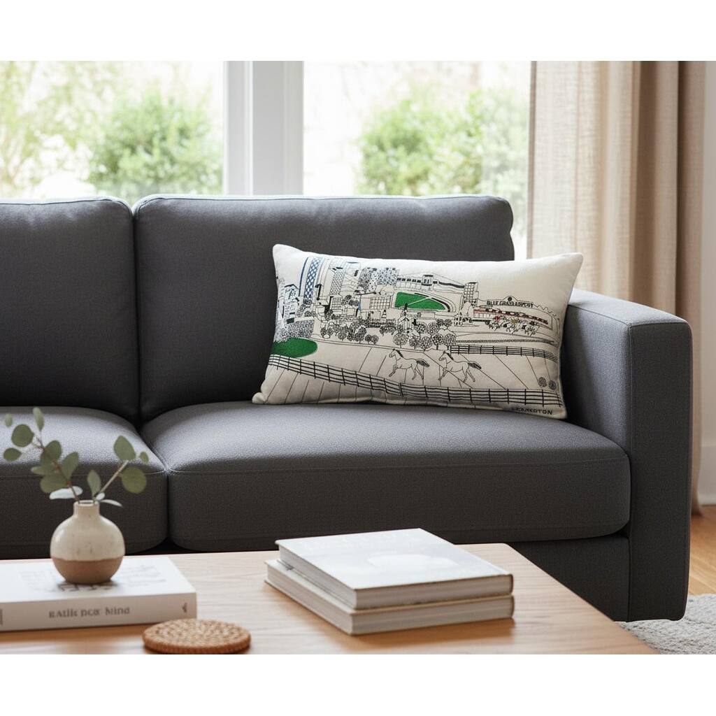 HomeRoots 25" White Lexington Daylight Skyline Lumbar Decorative Pillow