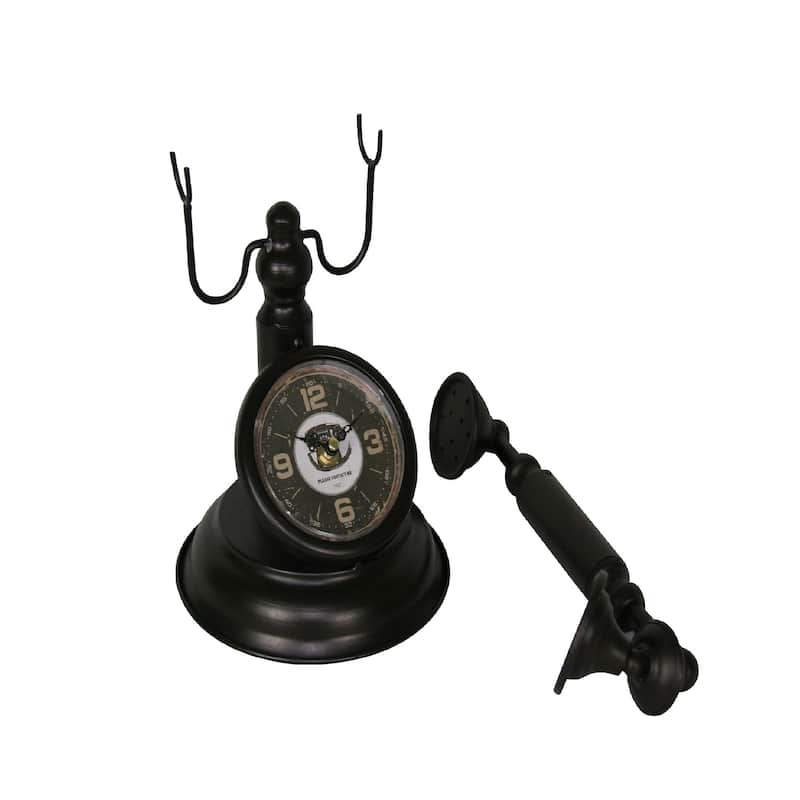 Brown Vintage Telephone Metal Table Clock - 12*9.5*7