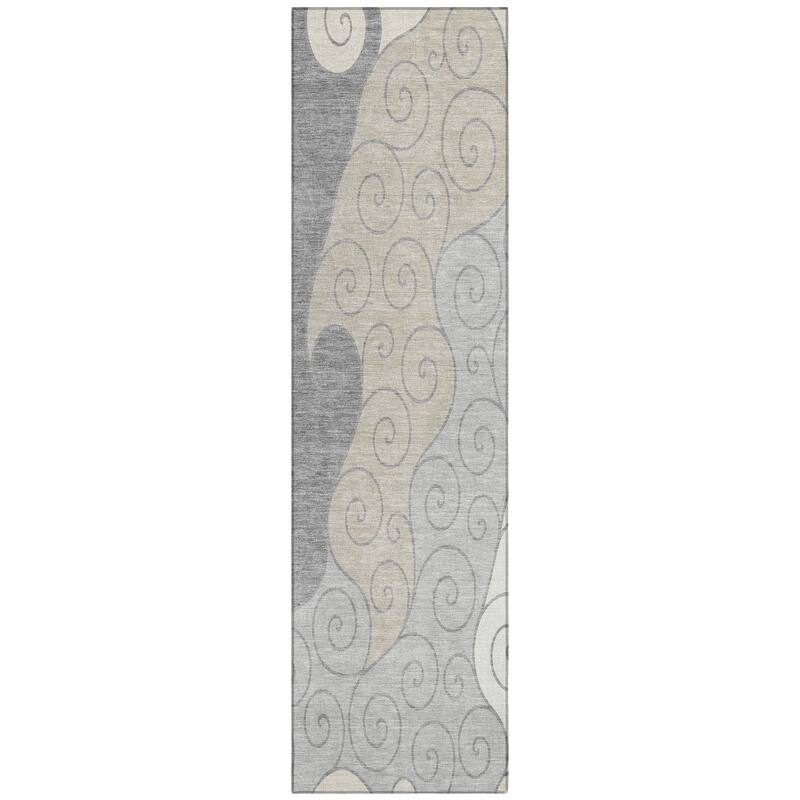 Machine Washable Indoor/ Outdoor Swirly Chantille Rug