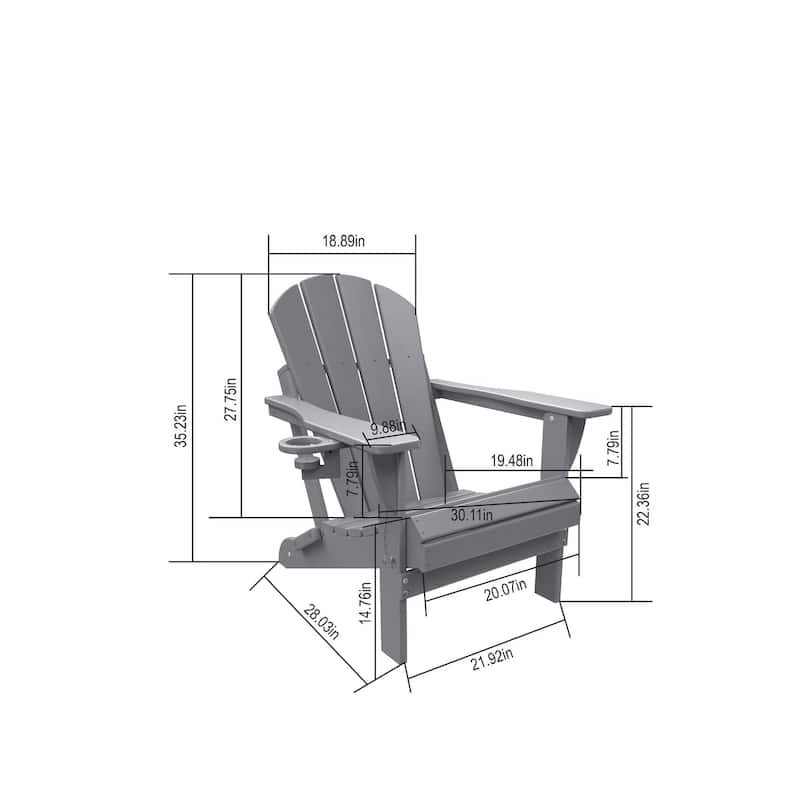 Black Folding Adirondack Chair Reading Chair with Dual Cup Holder, Coffee Chair Leisure Chair Reception Chair