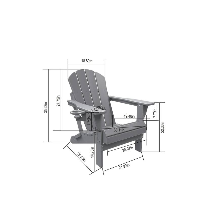 Folding Adirondack Chair with Side Table, 3-Piece Adirondack Chair Set with Wood Texture, (includes 2 Chairs and 1 Table)