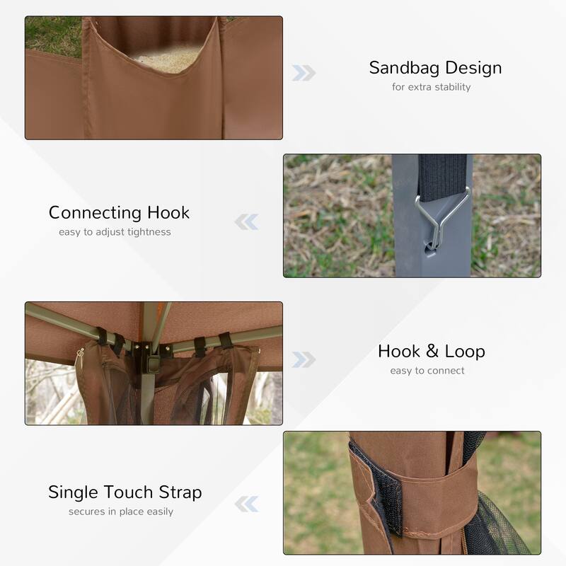 Hexagonal Pop-Up Gazebo with Mesh Sidewalls, Adjustable Height, and Steel Frame for Outdoor Use