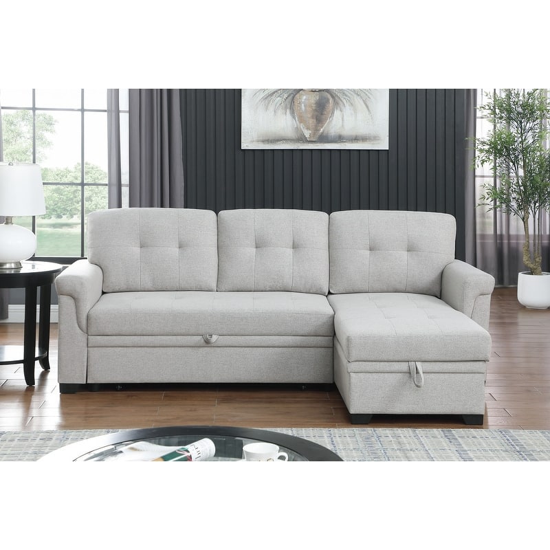 Copper Grove Perreux Linen Reversible Sleeper Sectional Sofa
