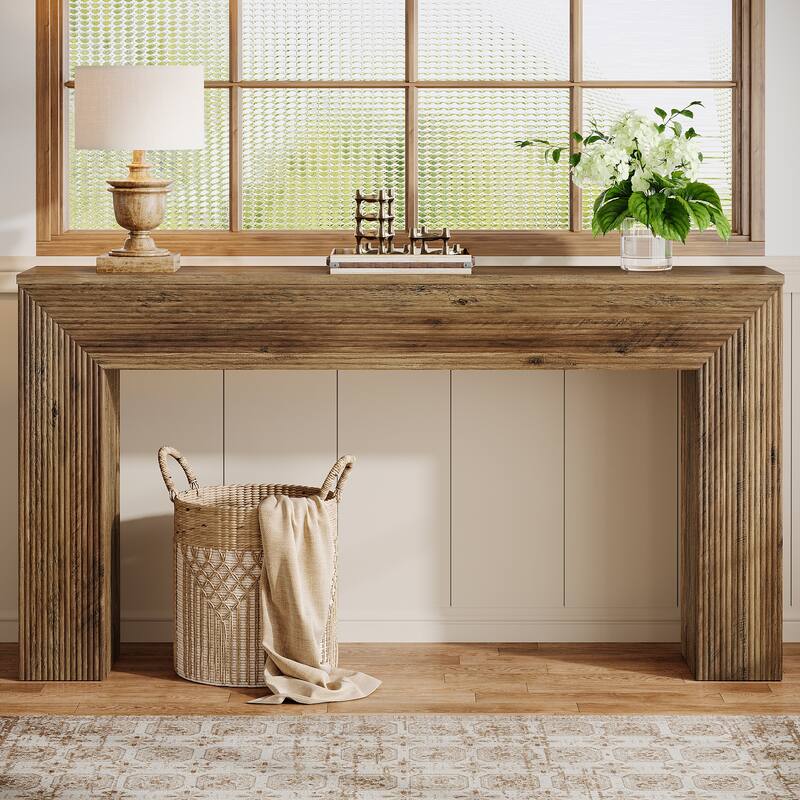 63-Inch Fluted Console Table for Entryway, Long Narrow Sofa Table - 62.99" W x 11.81" D x 33.46" H