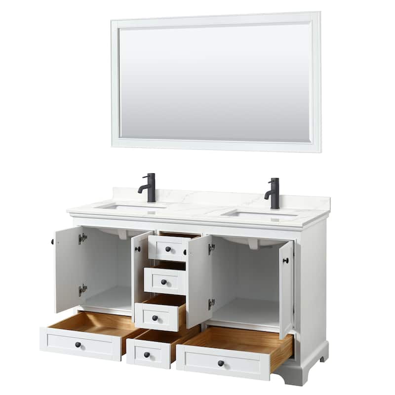 Deborah 60-inch Double Vanity, Quartz Top, 58-inch Mirror