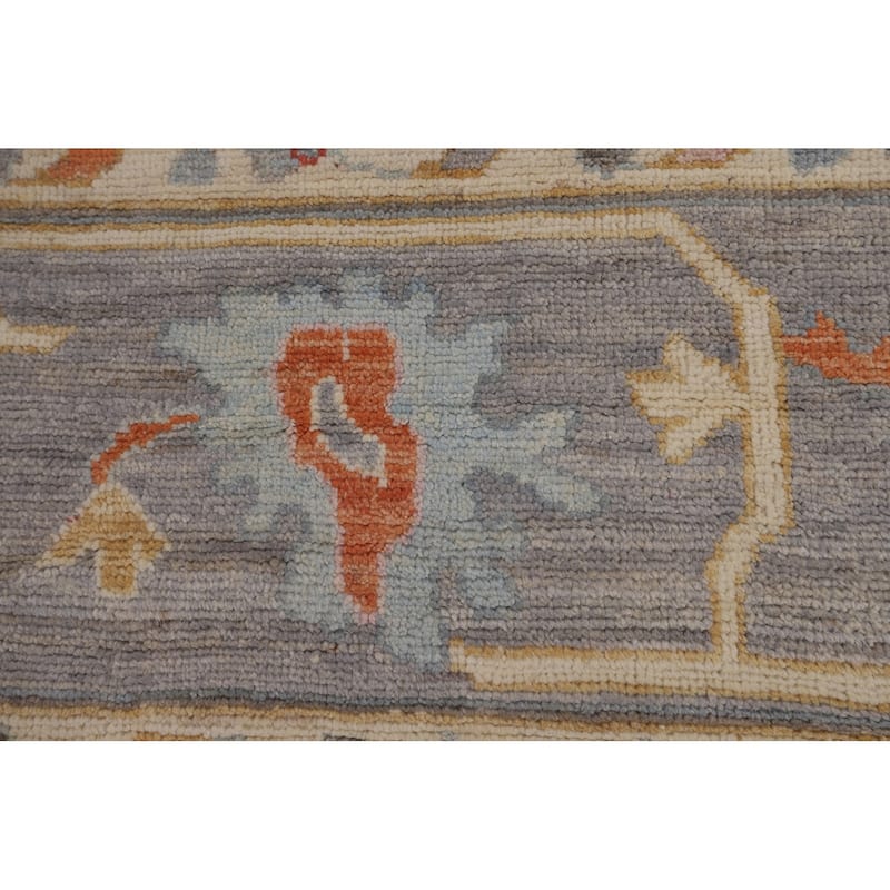 Vegetable Dye Gray Oushak Turkish Area Rug Hand-Knotted Wool Carpet - 9'1"x 11'11"
